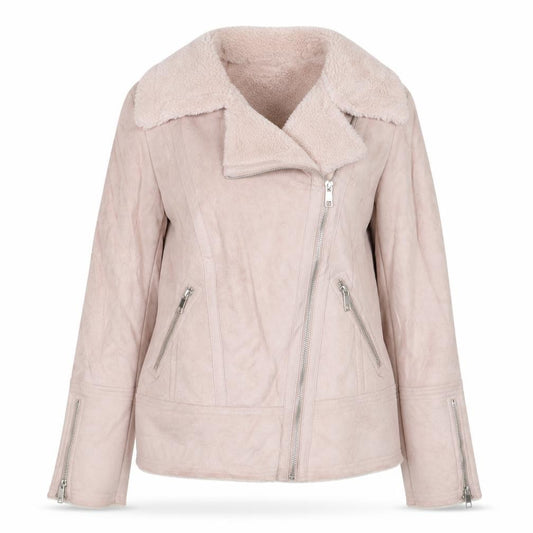 New Look Women’s Pink UK 8 Suedette Effect Biker Jacket