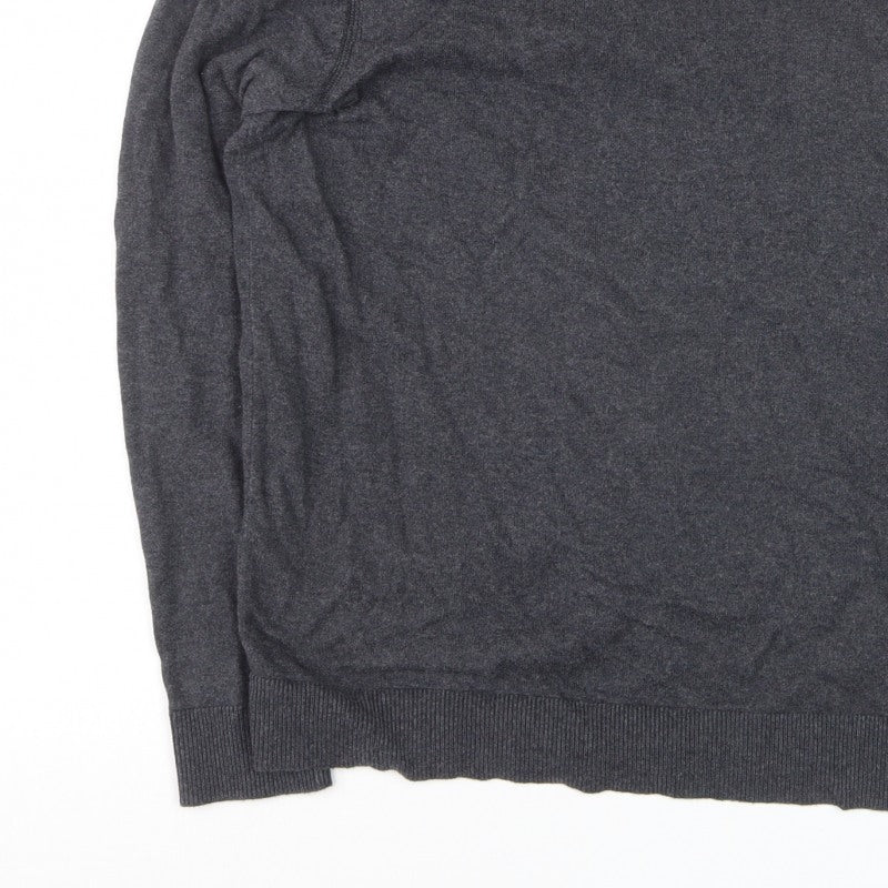 Selected Homme Men’s Grey Cashmere Cotton V-Neck Pullover Jumper L