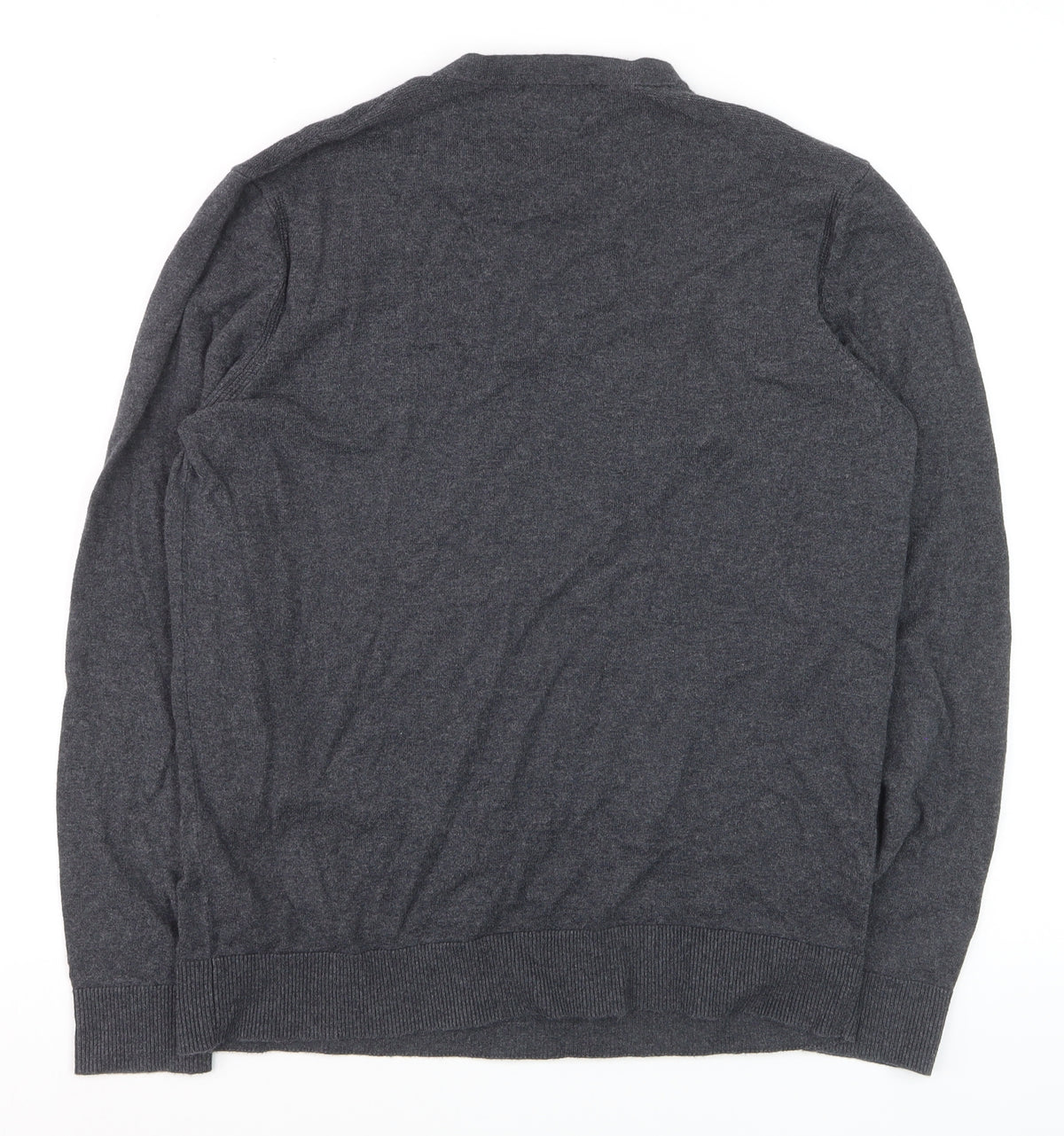 Selected Homme Men’s Grey Cashmere Cotton V-Neck Pullover Jumper L