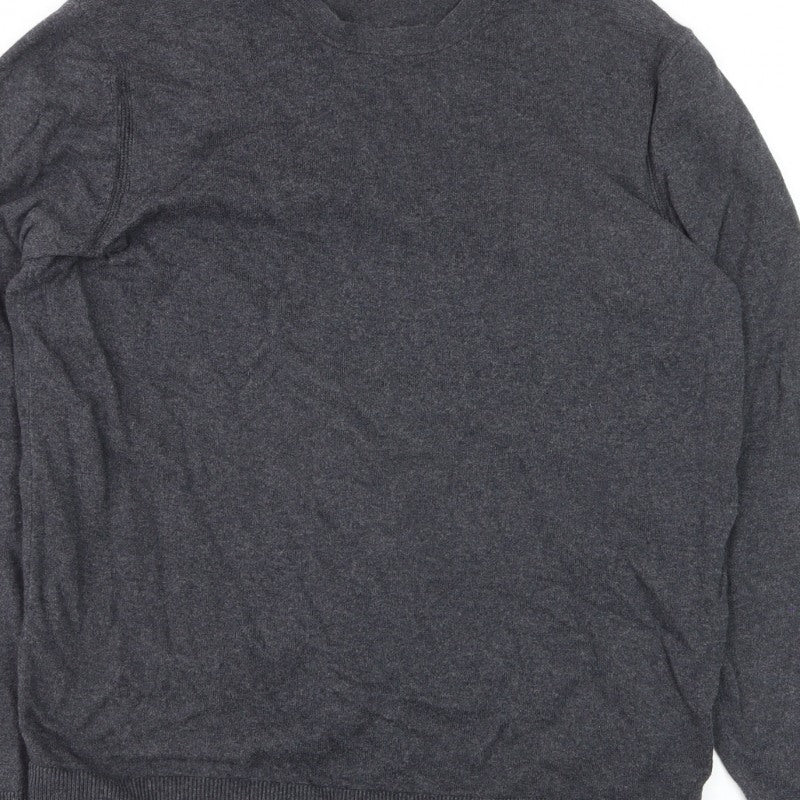Selected Homme Men’s Grey Cashmere Cotton V-Neck Pullover Jumper L