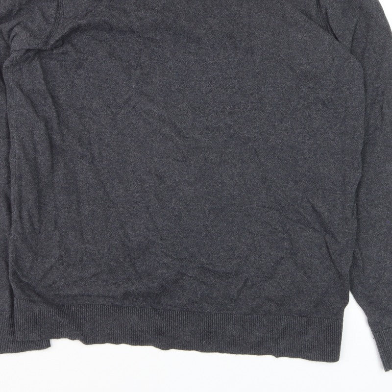 Selected Homme Men’s Grey Cashmere Cotton V-Neck Pullover Jumper L