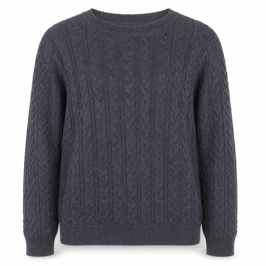 H&M Basic Men’s Blue L Cable Knit Crew Neck Pullover Jumper