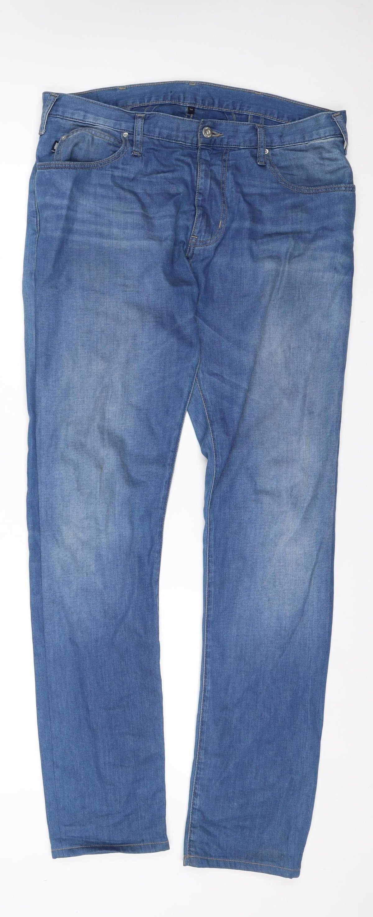 Armani Jeans Men Blue Straight Regular Fit Denim W34 Logo