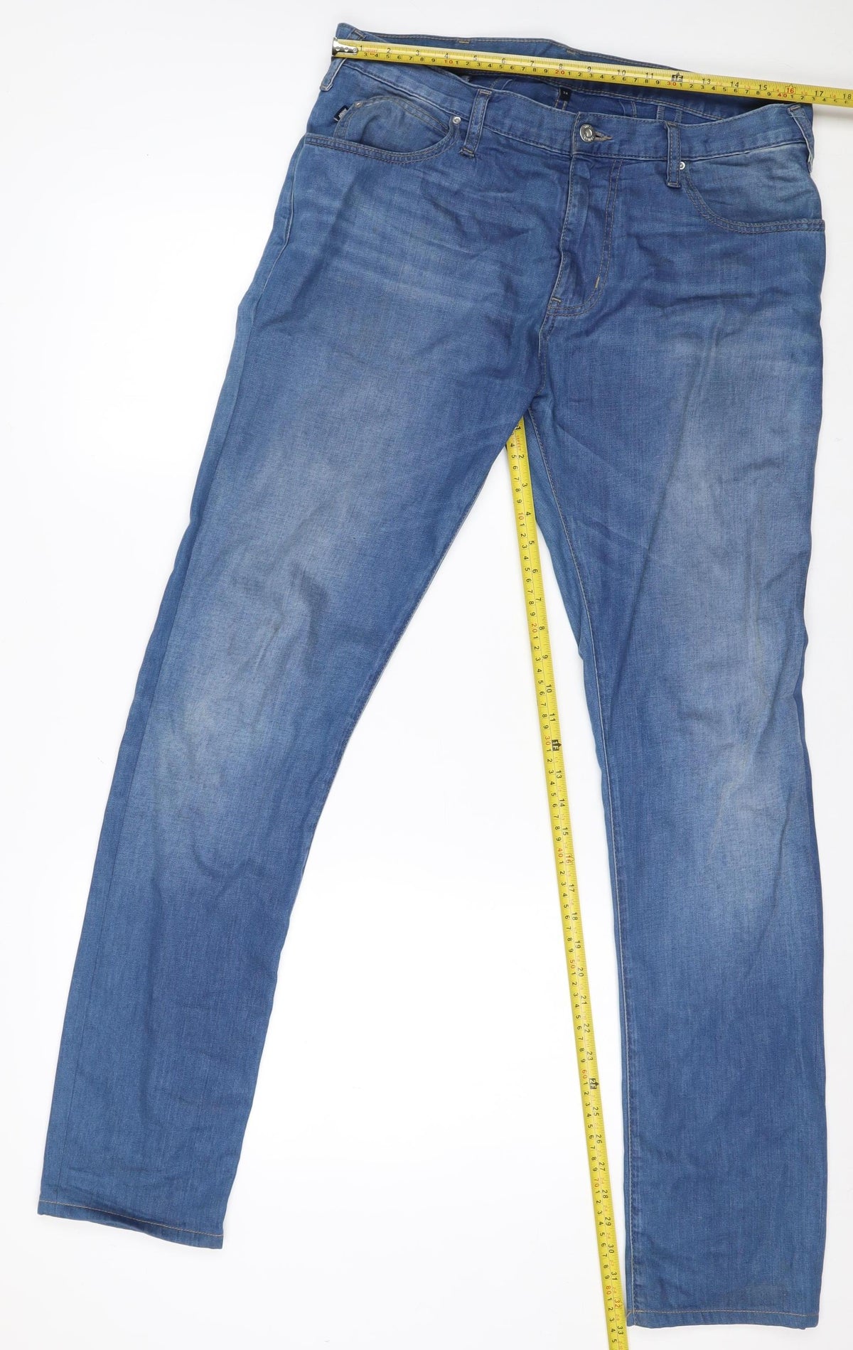 Armani Jeans Men Blue Straight Regular Fit Denim W34 Logo