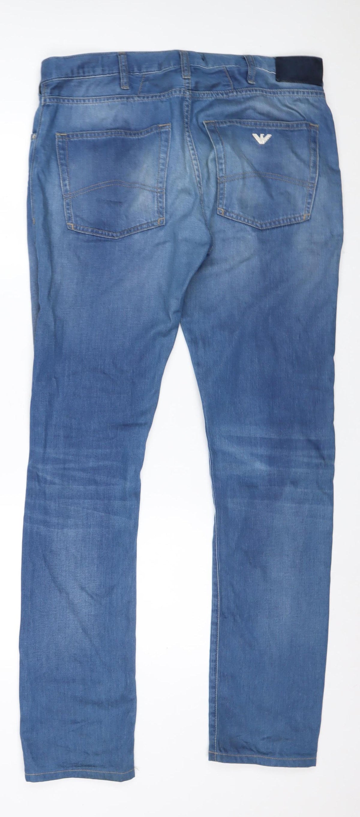 Armani Jeans Men Blue Straight Regular Fit Denim W34 Logo