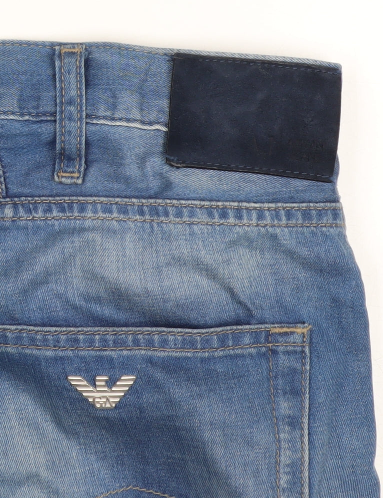 Armani Jeans Men Blue Straight Regular Fit Denim W34 Logo