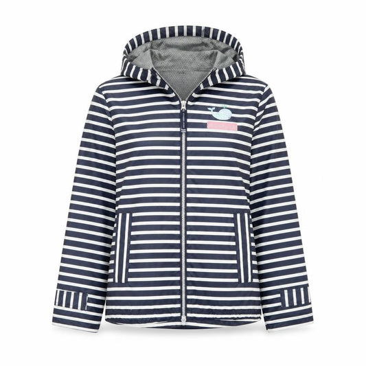 Charles River Women Blue S New Englander Striped Hooded Rain Jacket