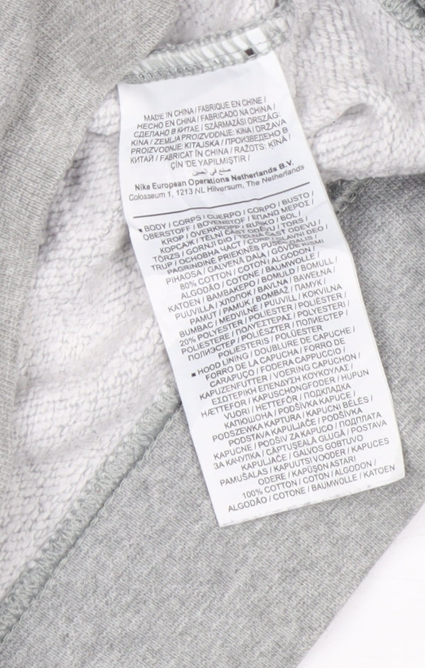 Nike Men’s Grey Small Pullover Hoodie Logo Cotton Blend Fleece