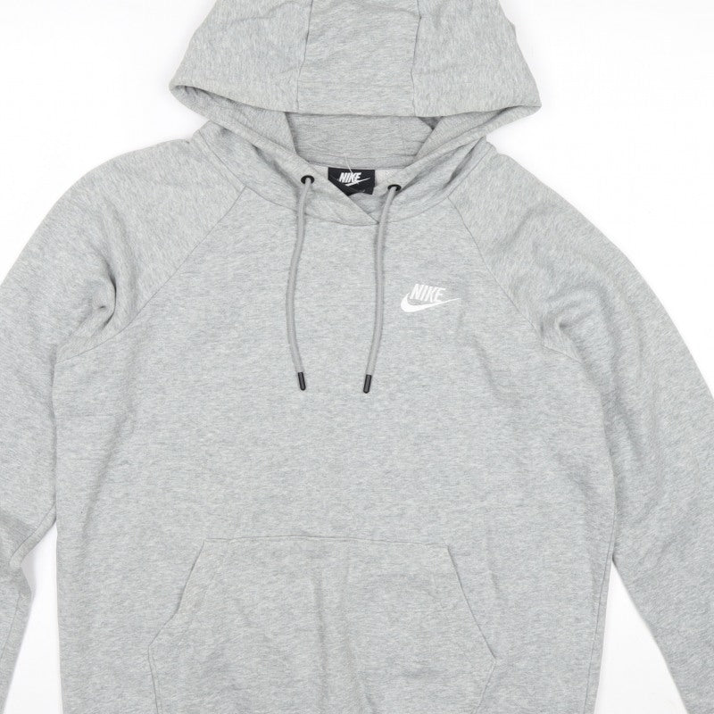 Nike Men’s Grey Small Pullover Hoodie Logo Cotton Blend Fleece