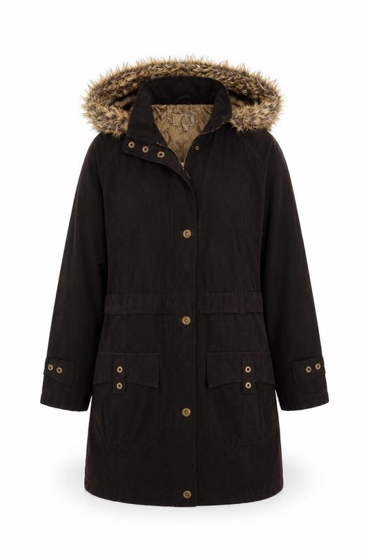 CC Womens Brown Faux Fur Hooded Padded Parka Coat Size M