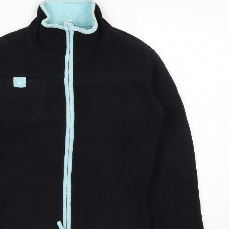 Fat Face Women’s Black Fleece Zip Jacket M Blue Trim