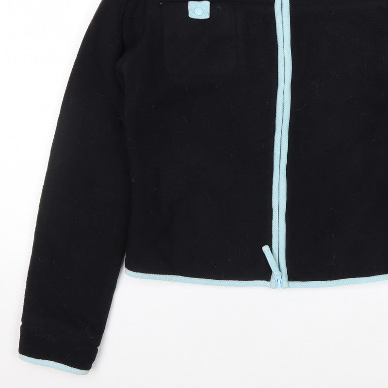 Fat Face Women’s Black Fleece Zip Jacket M Blue Trim