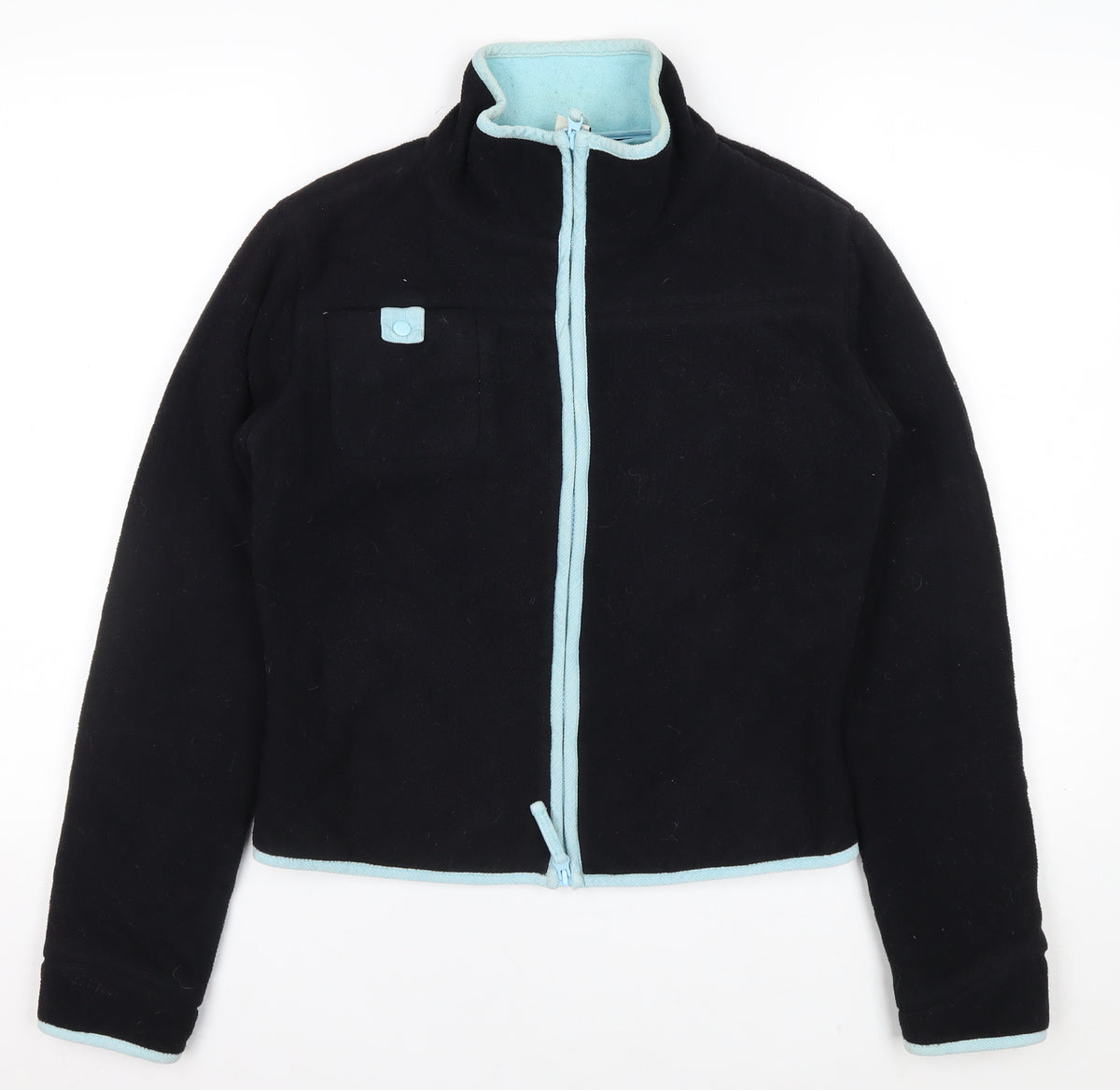 Fat Face Women’s Black Fleece Zip Jacket M Blue Trim