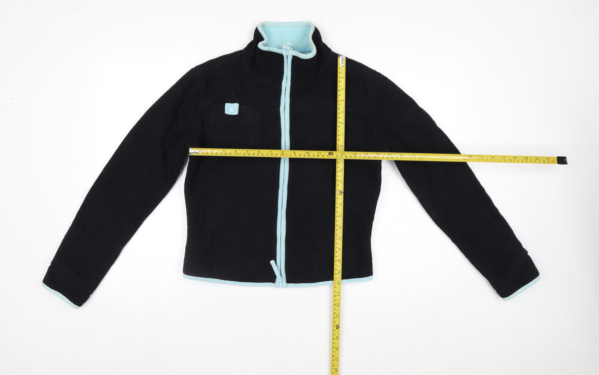 Fat Face Women’s Black Fleece Zip Jacket M Blue Trim