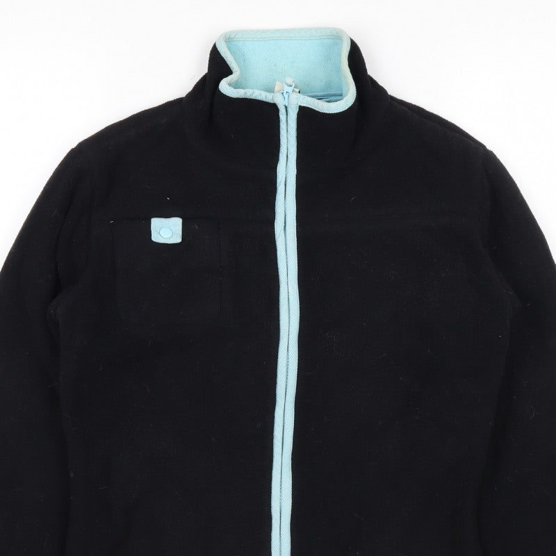 Fat Face Women’s Black Fleece Zip Jacket M Blue Trim