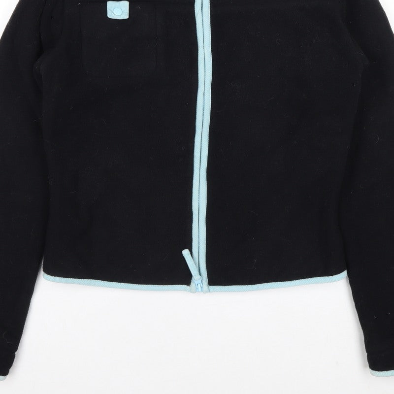 Fat Face Women’s Black Fleece Zip Jacket M Blue Trim