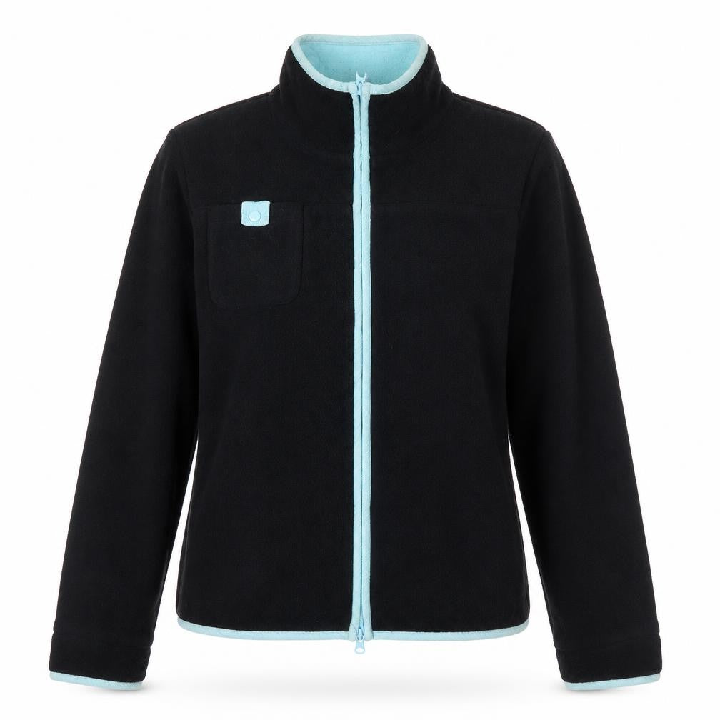 Fat Face Women’s Black Fleece Zip Jacket M Blue Trim