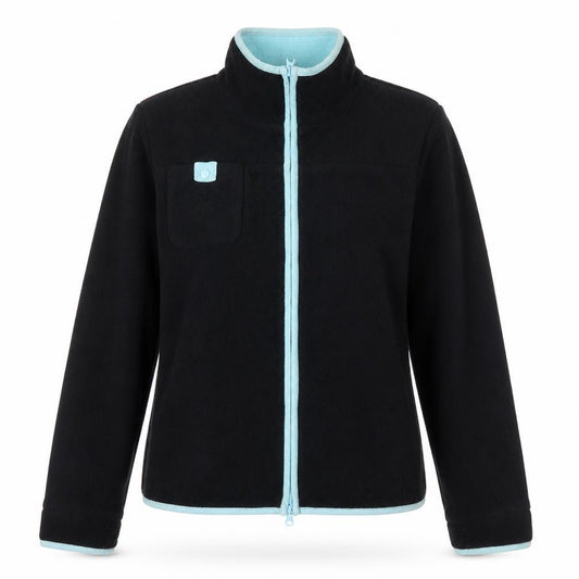 Fat Face Women’s Black Fleece Zip Jacket M Blue Trim