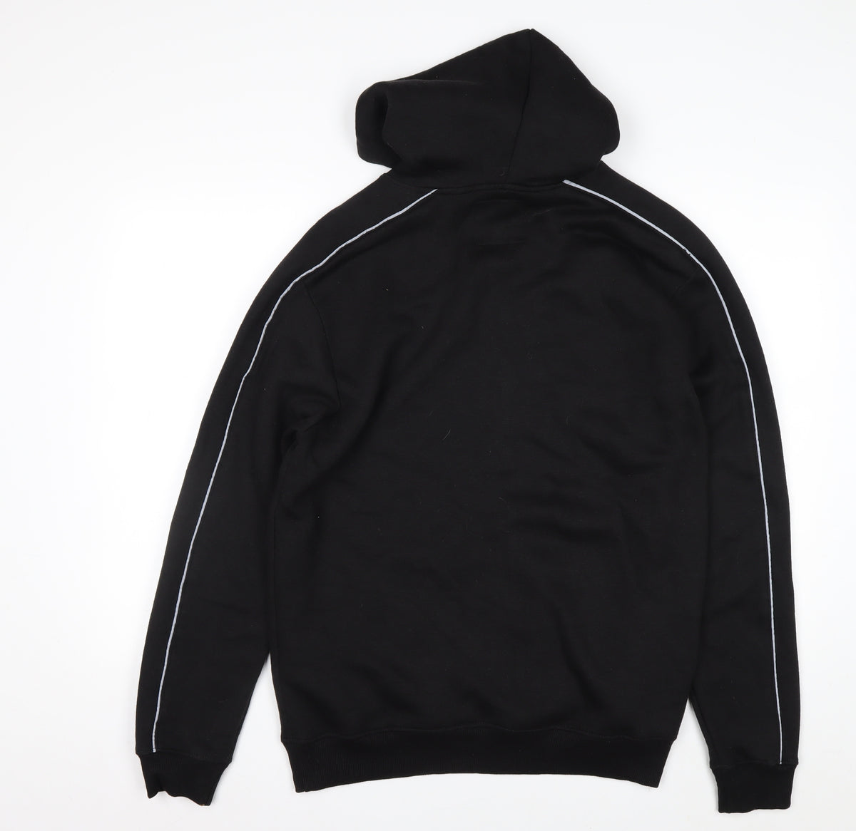 boohooMAN Men’s Black M Pullover Hoodie Logo Piped Sleeves