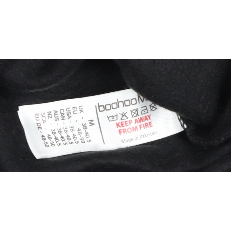 boohooMAN Men’s Black M Pullover Hoodie Logo Piped Sleeves