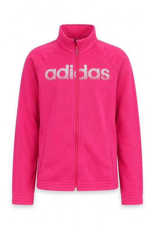 Adidas Girls Pink 12-13 Years Full Zip Fleece Sweatshirt High Neck Logo