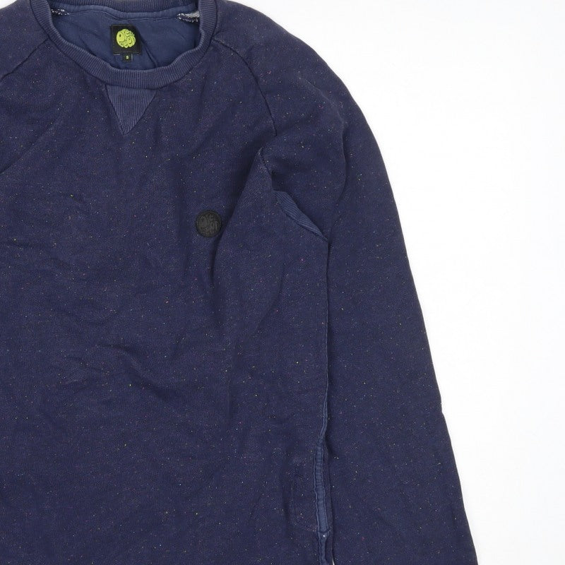 Pretty Green Men’s Blue S Crew Neck Zip Pocket Sweatshirt