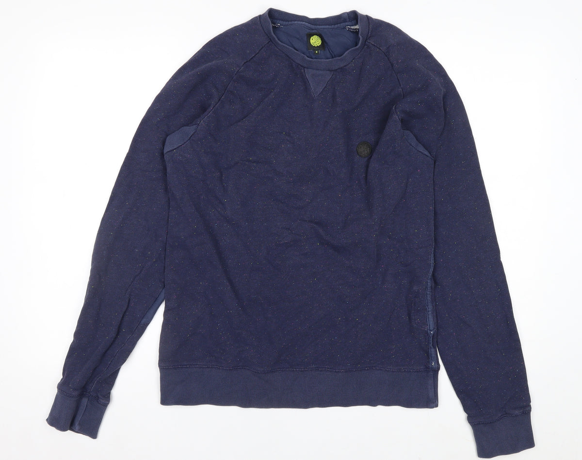 Pretty Green Men’s Blue S Crew Neck Zip Pocket Sweatshirt