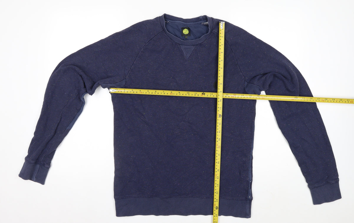 Pretty Green Men’s Blue S Crew Neck Zip Pocket Sweatshirt