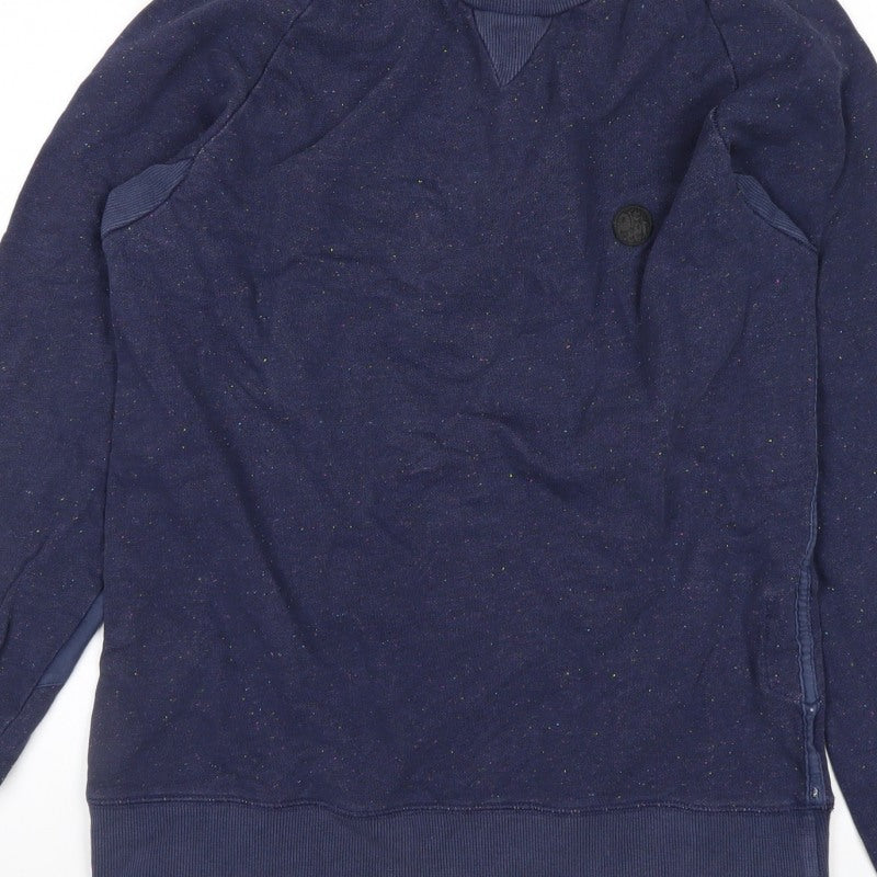 Pretty Green Men’s Blue S Crew Neck Zip Pocket Sweatshirt