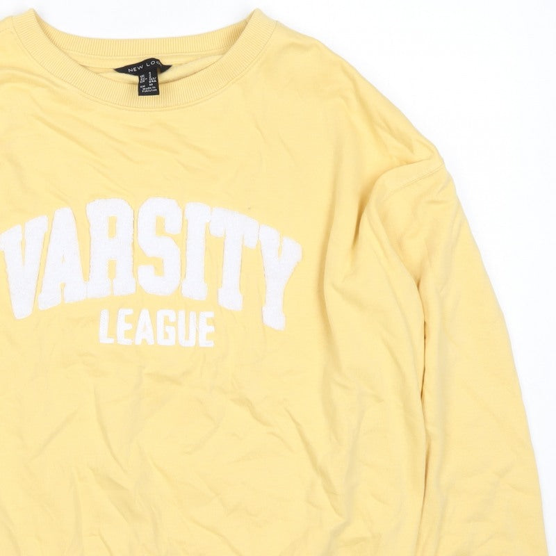 New Look Women Yellow Varsity League Graphic Sweatshirt UK S Pullover