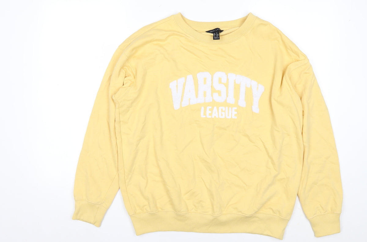 New Look Women Yellow Varsity League Graphic Sweatshirt UK S Pullover