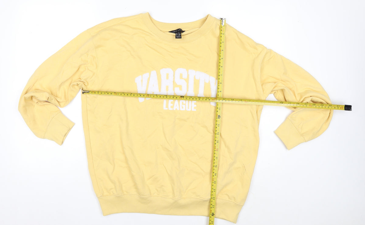 New Look Women Yellow Varsity League Graphic Sweatshirt UK S Pullover