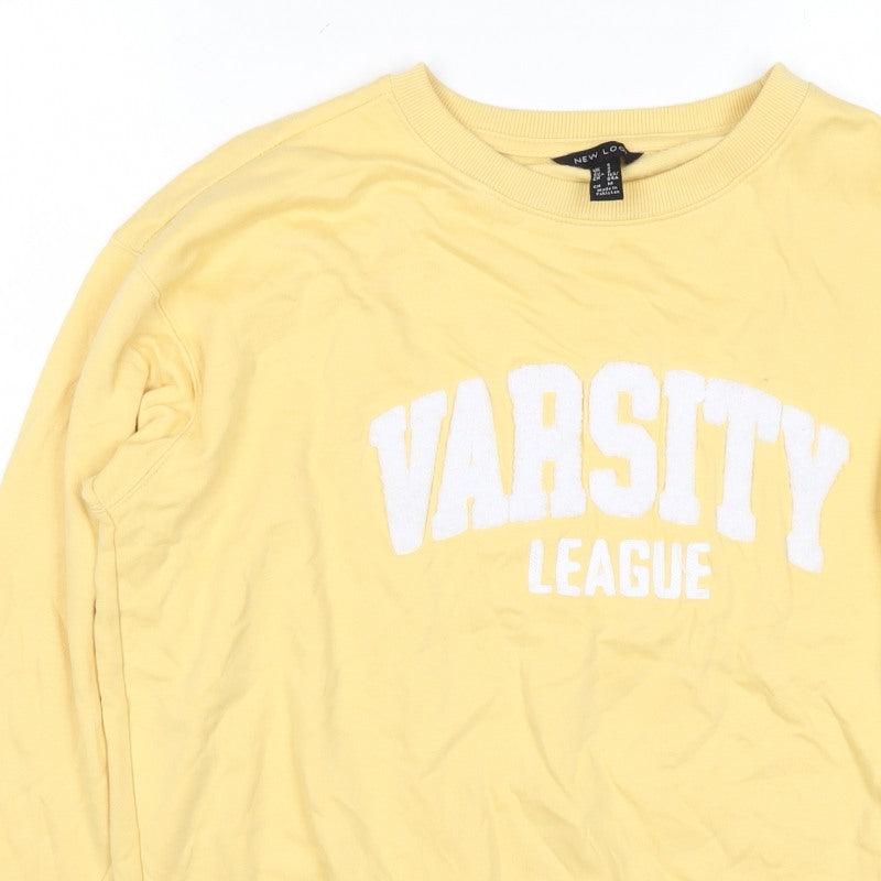 New Look Women Yellow Varsity League Graphic Sweatshirt UK S Pullover