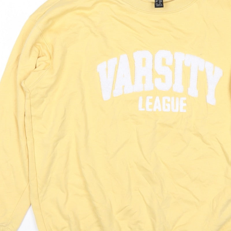 New Look Women Yellow Varsity League Graphic Sweatshirt UK S Pullover