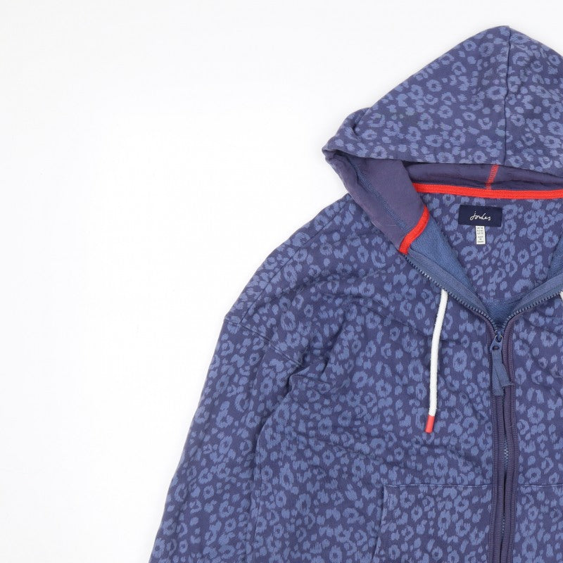 Joules Women's Blue UK 14 Leopard Print Hooded Full Zip Basic Jacket