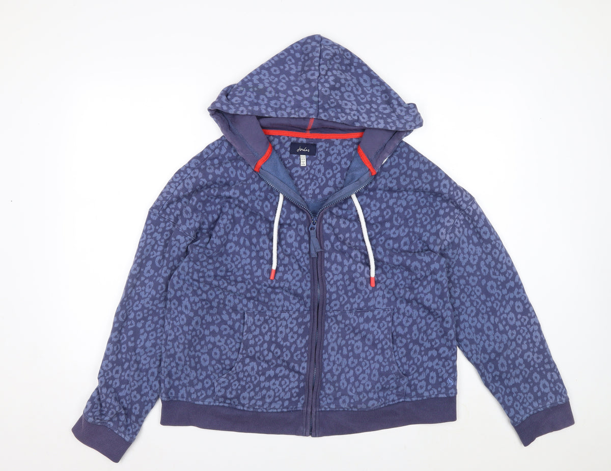 Joules Women's Blue UK 14 Leopard Print Hooded Full Zip Basic Jacket