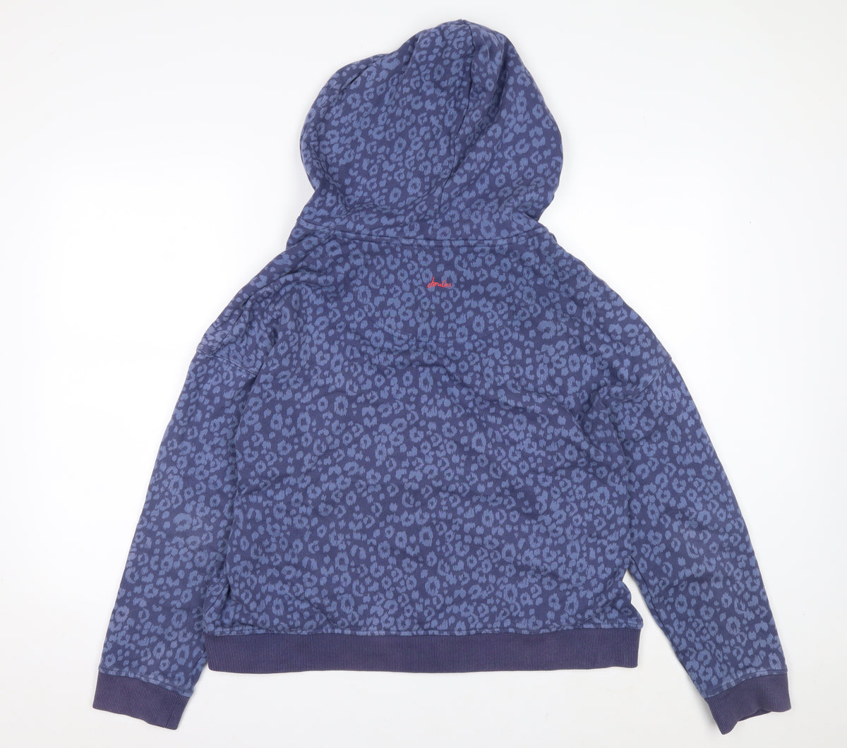 Joules Women's Blue UK 14 Leopard Print Hooded Full Zip Basic Jacket