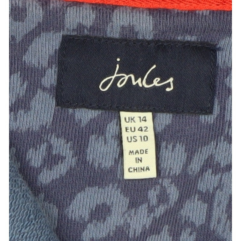Joules Women's Blue UK 14 Leopard Print Hooded Full Zip Basic Jacket