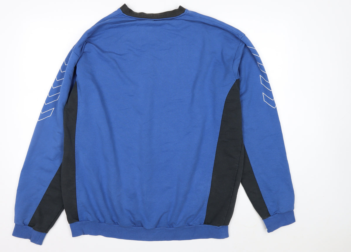Hummel Men Blue XL Crew Neck Pullover Sports Sweatshirt Logo
