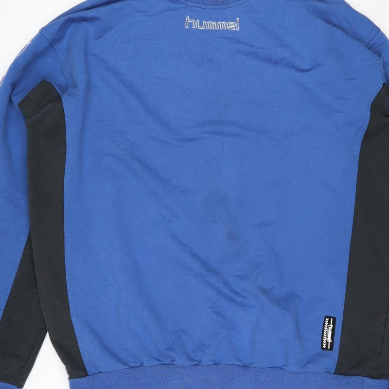 Hummel Men Blue XL Crew Neck Pullover Sports Sweatshirt Logo