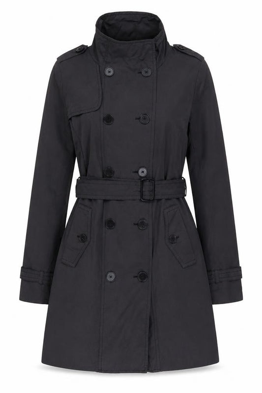 Gap Women’s Black Small Cotton Blend Belted Long Trench Coat