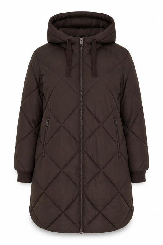 Marks and Spencer Women’s Brown UK 14 Long Hooded Quilted Puffer Coat