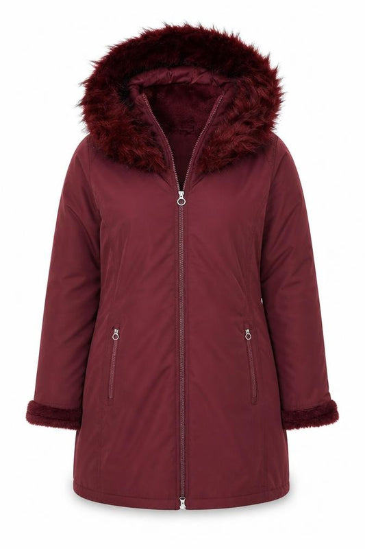 Regatta Women Red UK 16 Hooded Faux Fur Trim Parka Coat
