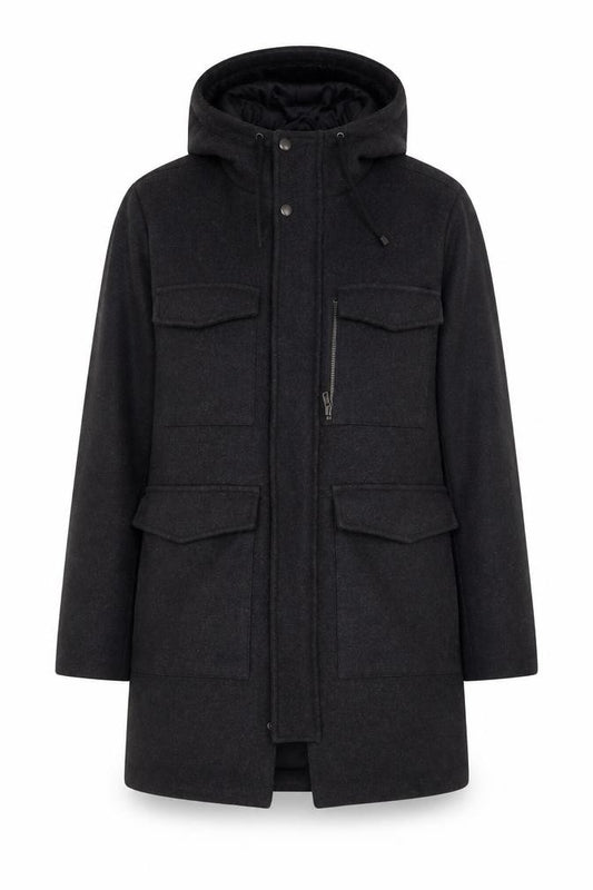 find. Women’s Black M Long Hooded Wool Blend Parka Coat