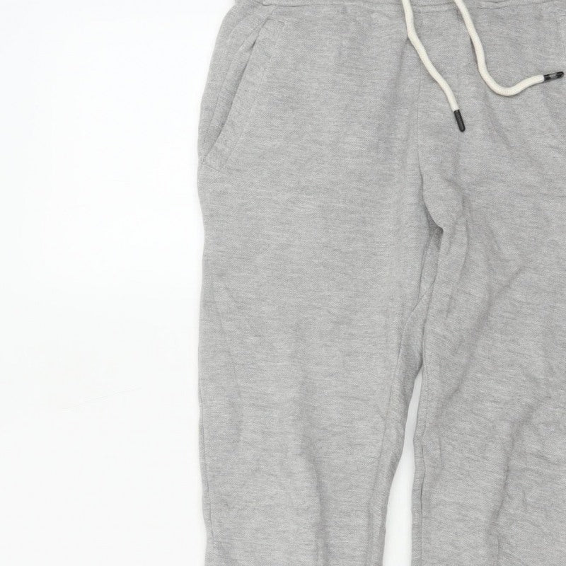 Pull&Bear Men Grey S Tapered Jogger Sweatpants Drawstring