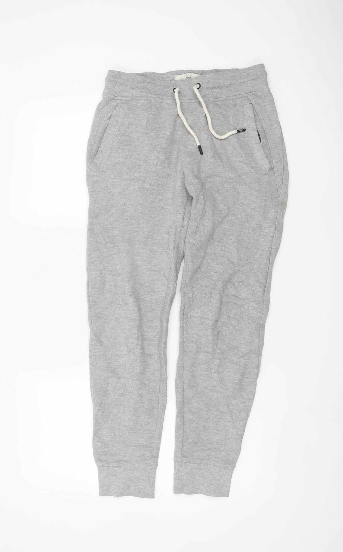 Pull&Bear Men Grey S Tapered Jogger Sweatpants Drawstring