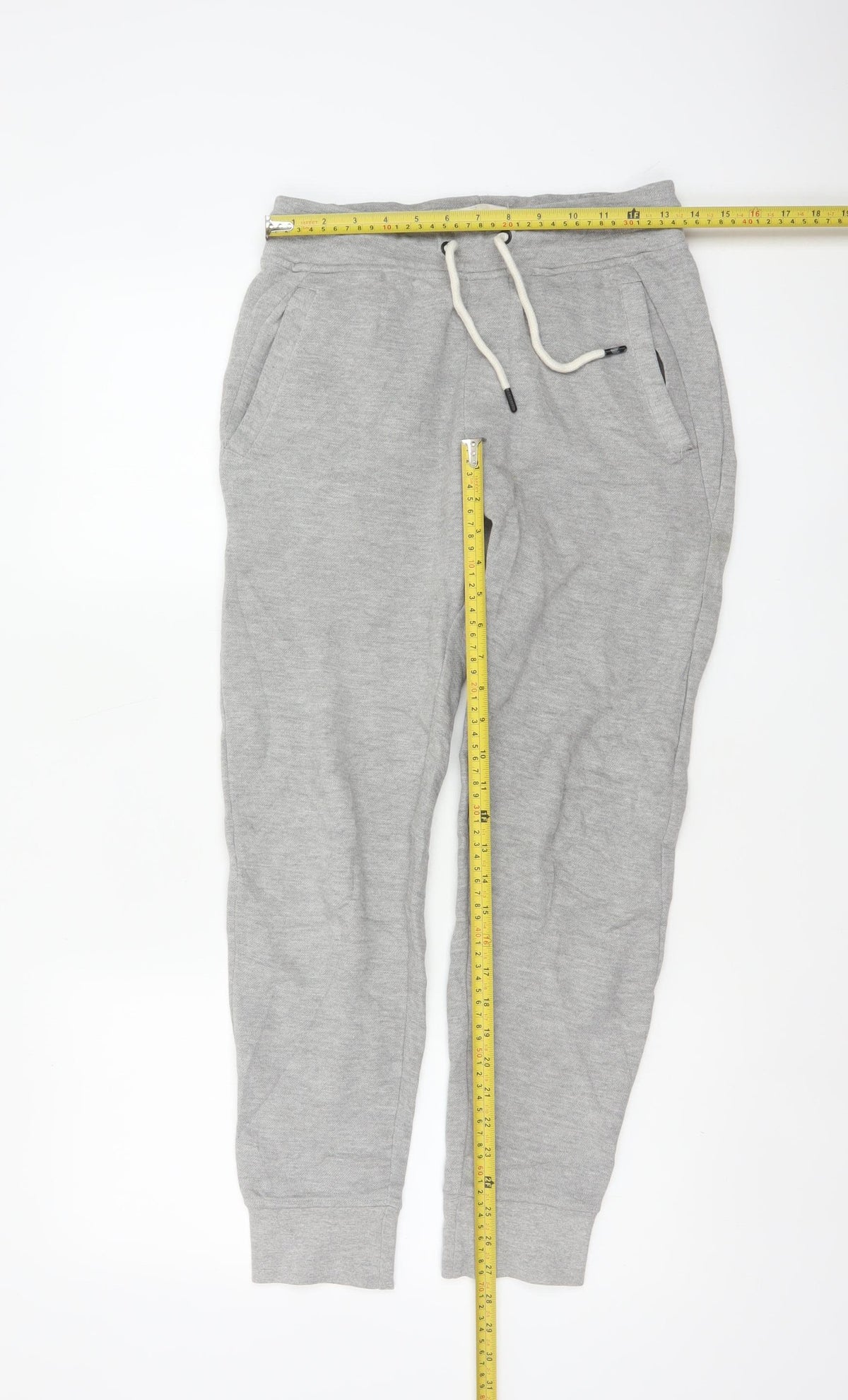 Pull&Bear Men Grey S Tapered Jogger Sweatpants Drawstring