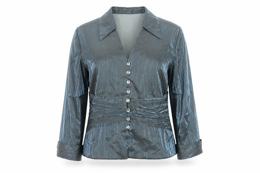 Dressbarn Collection Women’s Blue UK 12 Collared Rhinestone Blouse
