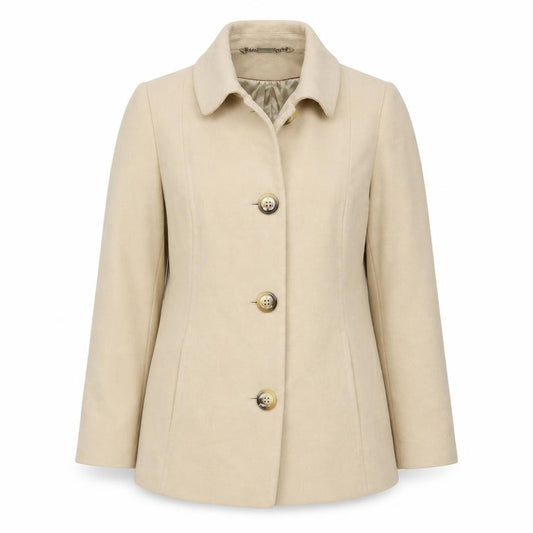 Viyella Gold Label Women’s Beige UK 14 Wool Angora Buttoned Short Coat