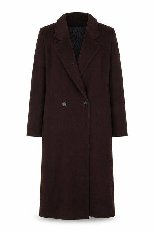 Donnybrook Women’s Brown Wool Long Double-Breasted Overcoat UK 10